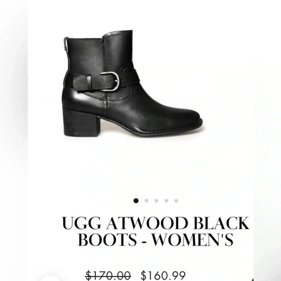 UGG Biker Moto Ankle Boots Black Leather Bikercore Combat Festival - Picture 4 of 17